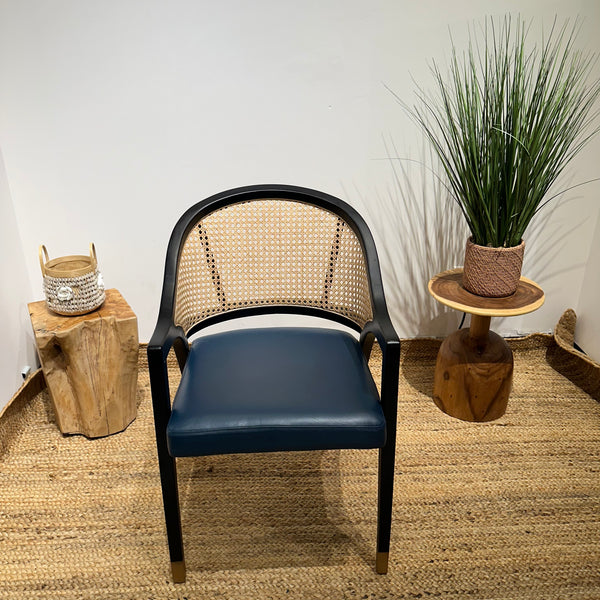 LENONG Armchair with Leather Seat and Rattan Back (Pre-order) - AVRS DESIGN