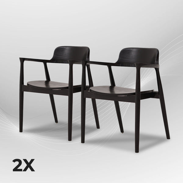 HIRASHIMA Black Comfortable Mid-Century Modern Dining Chair - AVRS DESIGN