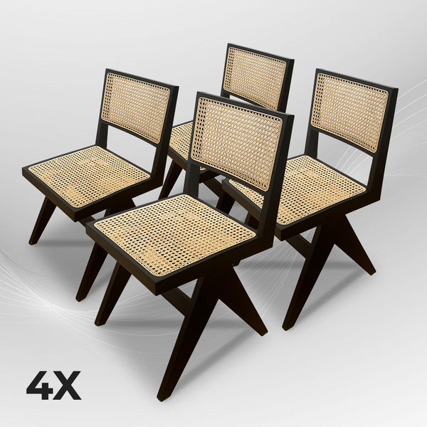 AARMLESS Stylish Walnut Rattan Dining Chair Boho - AVRS DESIGN