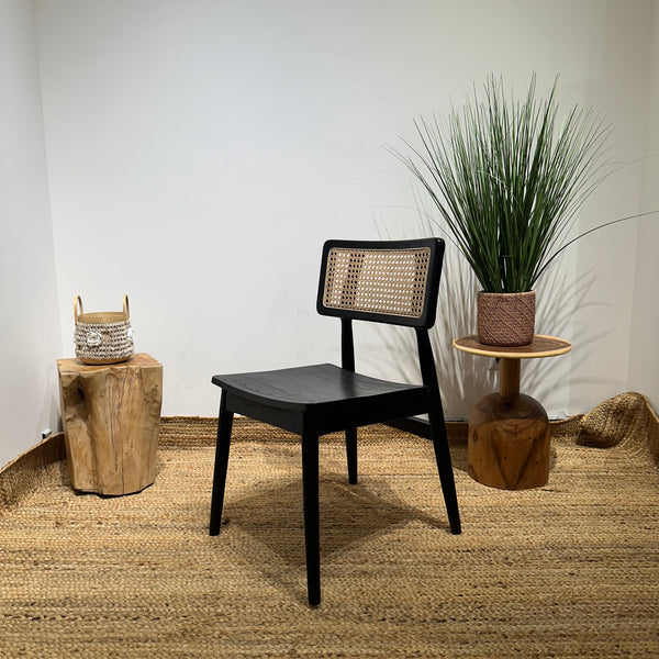 MOONBLOCK Black Rattan Dining Chair - AVRS DESIGN