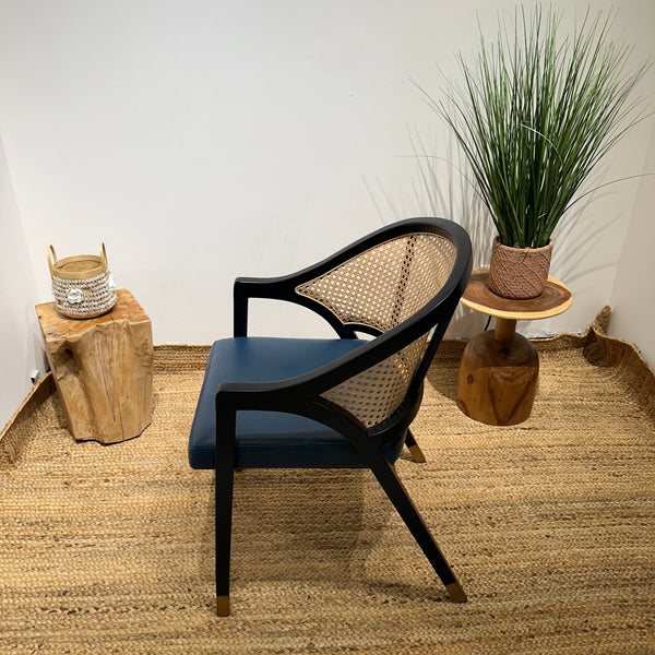 LENONG Armchair with Leather Seat and Rattan Back (Pre-order) - AVRS DESIGN