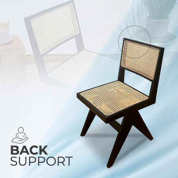 AARMLESS Stylish Black Rattan Dining Chair Boho - AVRS DESIGN