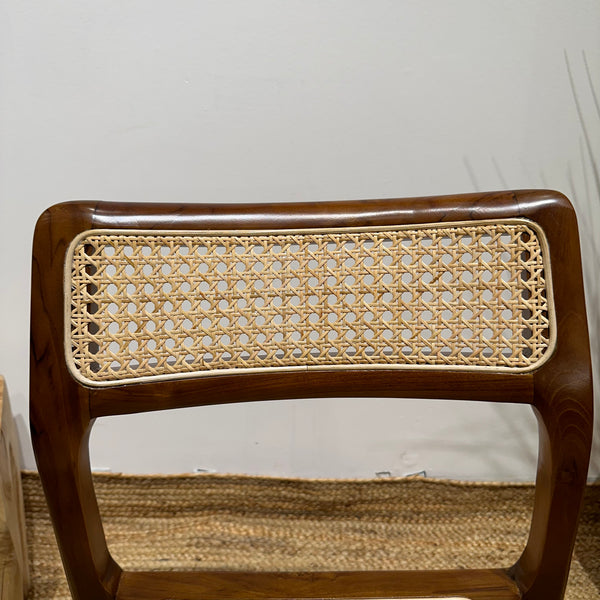 STACKING Walnut Rattan Dining Chair - AVRS DESIGN