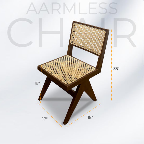 AARMLESS Stylish Walnut Rattan Dining Chair Boho - AVRS DESIGN