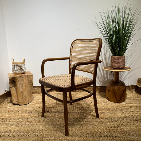 KEVINWITHARM Walnut Rattan Mid-Century Modern Armchair - AVRS DESIGN