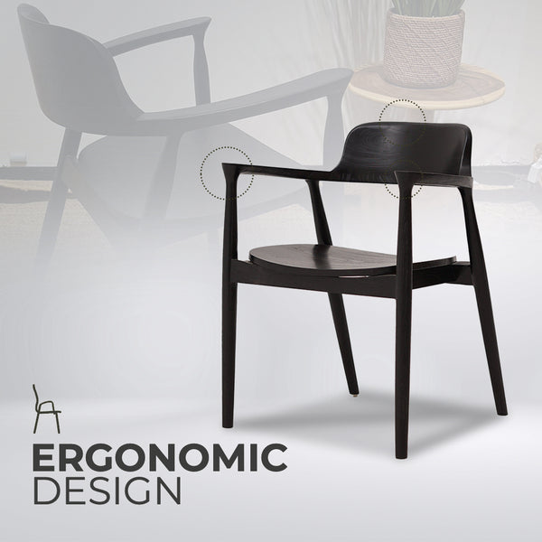 HIRASHIMA Black Comfortable Mid-Century Modern Dining Chair - AVRS DESIGN