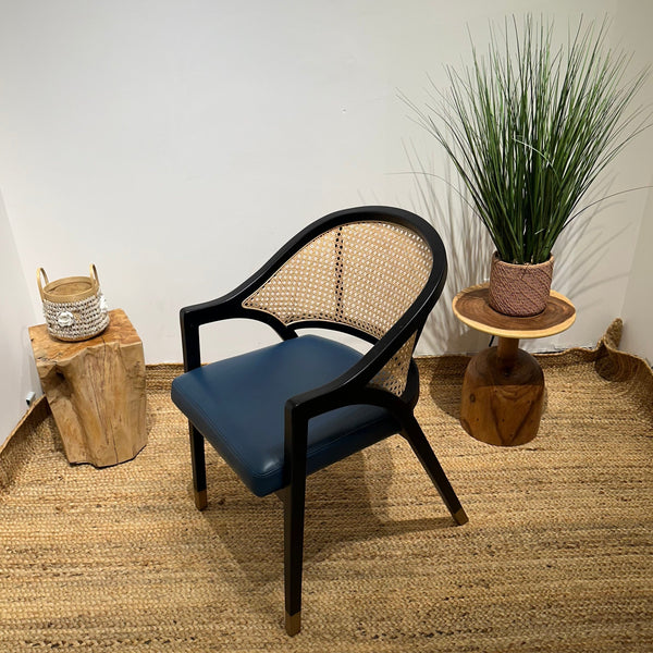 LENONG Armchair with Leather Seat and Rattan Back (Pre-order) - AVRS DESIGN