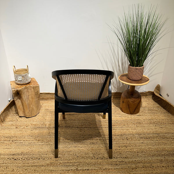 LENONG Armchair with Leather Seat and Rattan Back (Pre-order) - AVRS DESIGN