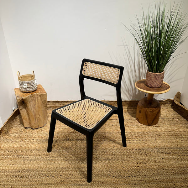 STACKING Black Rattan Dining Chair - AVRS DESIGN