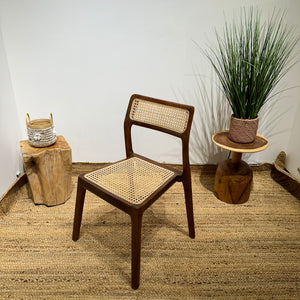 STACKING Walnut Rattan Dining Chair - AVRS DESIGN