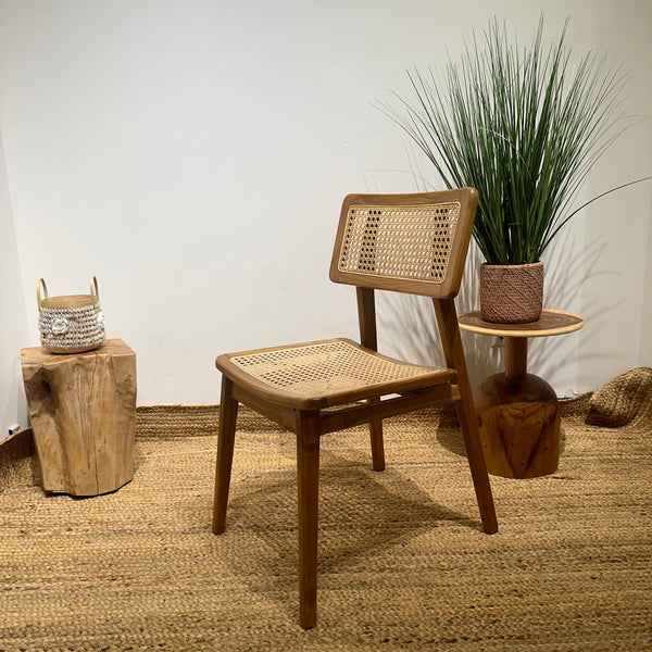 MOON Walnut Rattan Dining Chair - AVRS DESIGN