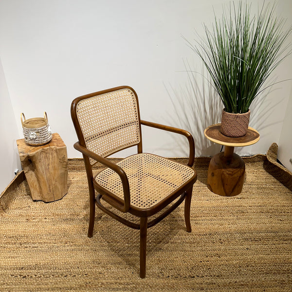 KEVINWITHARM Walnut Rattan Mid-Century Modern Armchair - AVRS DESIGN