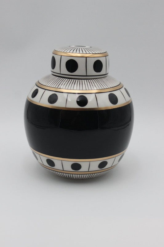 Elegant black White Dotted vase - AVRS DESIGN