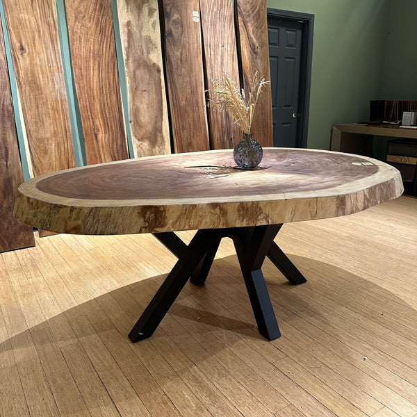 AVRS™ 75" ROUND SOLID WOOD DINING TABLE