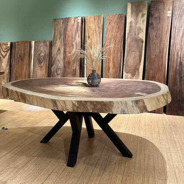 AVRS™ 75" ROUND SOLID WOOD DINING TABLE