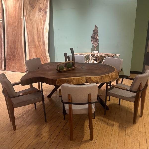 AVRS™ 68" ROUND SOLID WOOD DINING TABLE