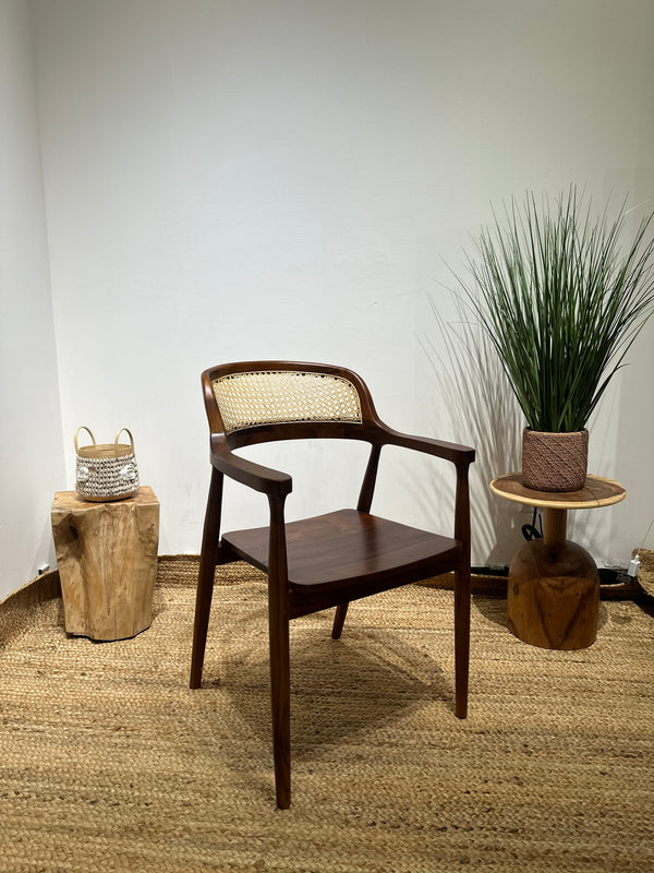 RETRO Walnut Rattan Armchair - AVRS DESIGN