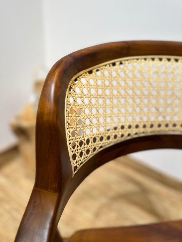 RETRO Walnut Rattan Armchair - AVRS DESIGN