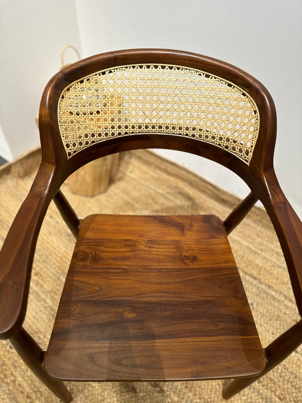 RETRO Walnut Rattan Armchair - AVRS DESIGN