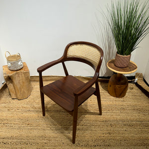 RETRO Walnut Rattan Armchair - AVRS DESIGN