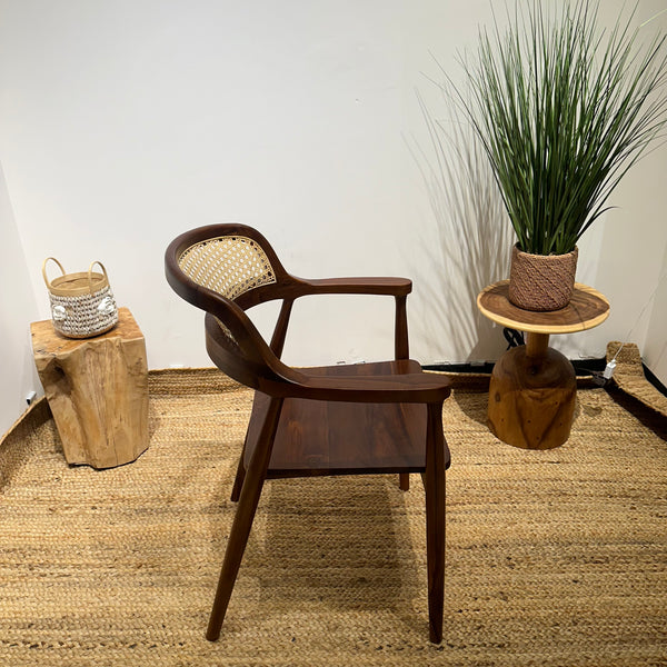 RETRO Walnut Rattan Armchair - AVRS DESIGN