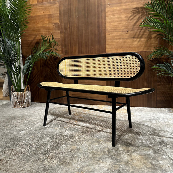 WOVEN WALNUT RATTAN BENCH - AVRS DESIGN