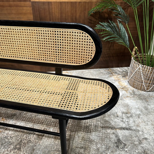 WOVEN WALNUT RATTAN BENCH - AVRS DESIGN