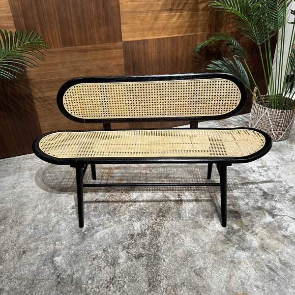 WOVEN WALNUT RATTAN BENCH - AVRS DESIGN