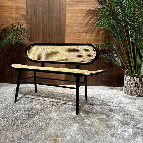 WOVEN WALNUT RATTAN BENCH - AVRS DESIGN