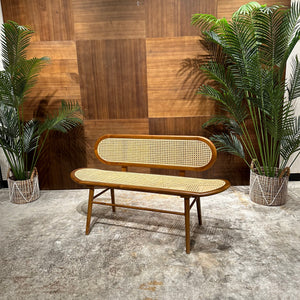 WOVEN WALNUT RATTAN BENCH - AVRS DESIGN