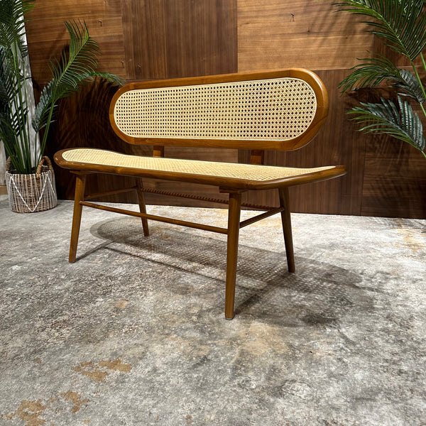 WOVEN WALNUT RATTAN BENCH - AVRS DESIGN