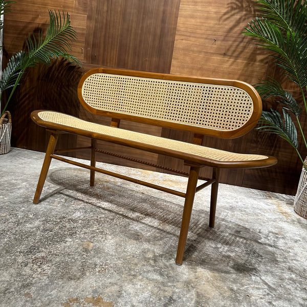 WOVEN WALNUT RATTAN BENCH - AVRS DESIGN