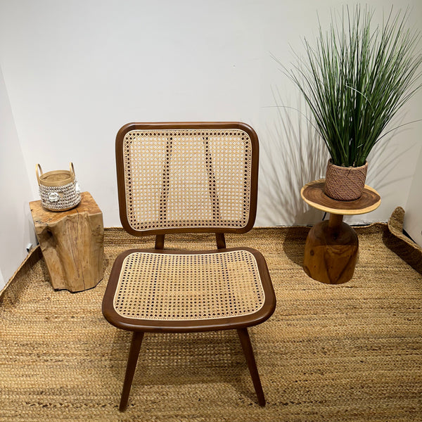 SELVIA Stylish Walnut Rattan Accent Chair - AVRS DESIGN