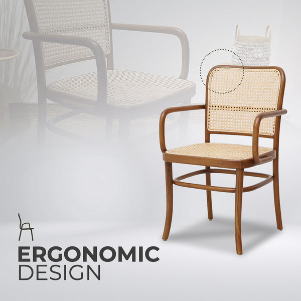 KEVINWITHARM Walnut Rattan Mid-Century Modern Armchair - AVRS DESIGN