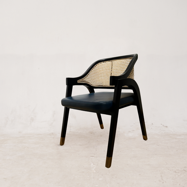 LENONG Armchair with Leather Seat and Rattan Back (Pre-order) - AVRS DESIGN