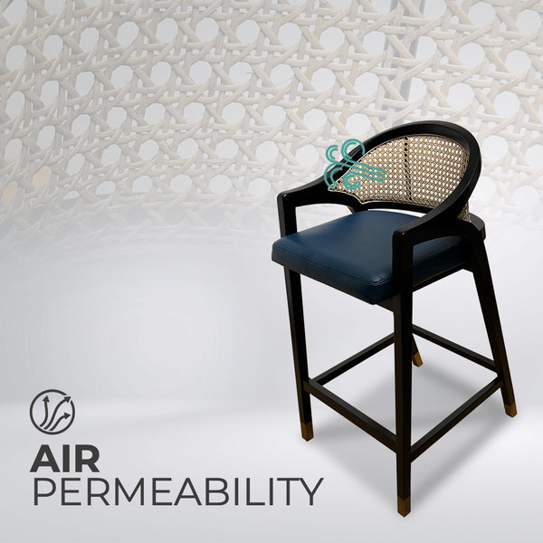 LENONG Bar Stool with Leather Seat and Rattan Back - AVRS DESIGN