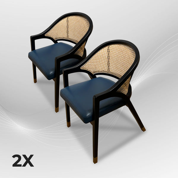 LENONG Armchair with Leather Seat and Rattan Back (Pre-order) - AVRS DESIGN