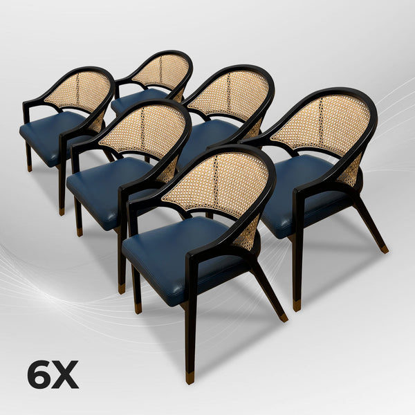 LENONG Armchair with Leather Seat and Rattan Back (Pre-order) - AVRS DESIGN