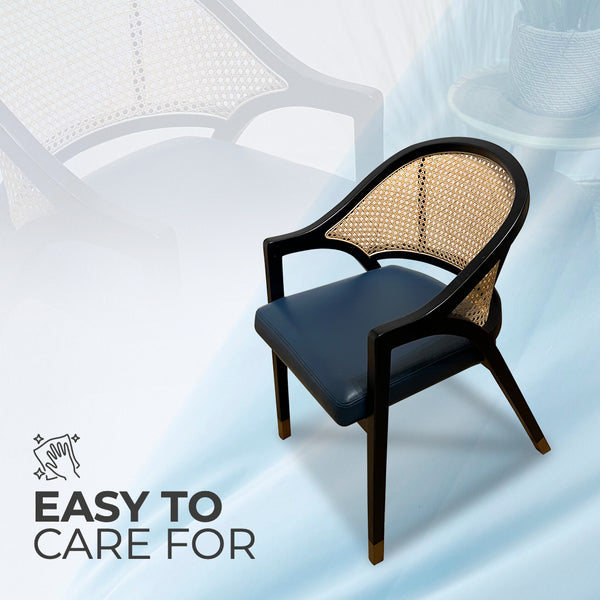 LENONG Armchair with Leather Seat and Rattan Back (Pre-order) - AVRS DESIGN