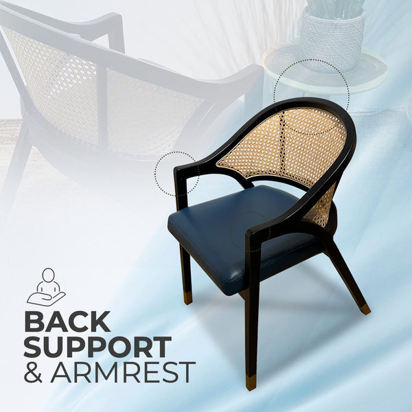 LENONG Armchair with Leather Seat and Rattan Back (Pre-order) - AVRS DESIGN