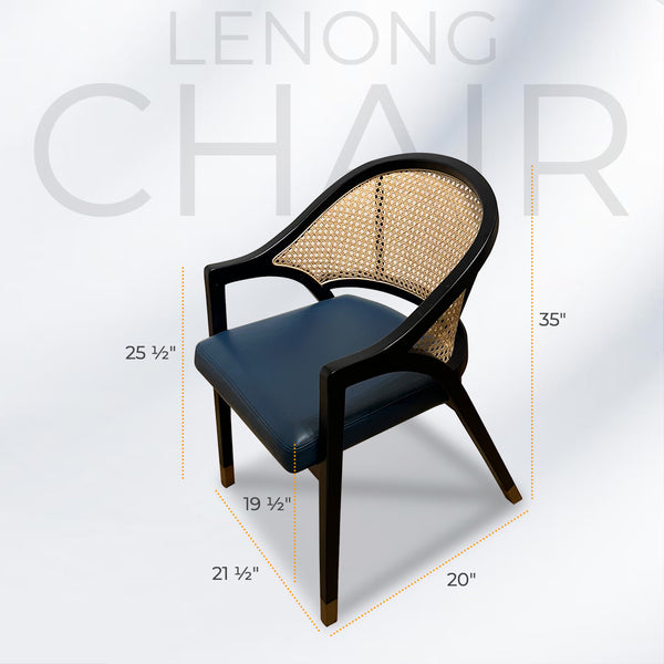 LENONG Armchair with Leather Seat and Rattan Back (Pre-order) - AVRS DESIGN