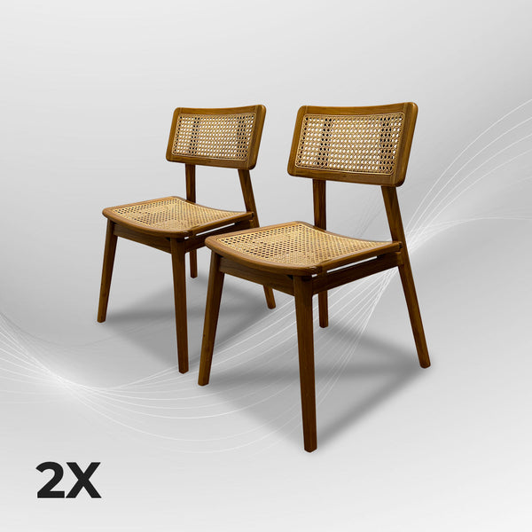 MOON Walnut Rattan Dining Chair - AVRS DESIGN