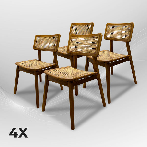 MOON Walnut Rattan Dining Chair - AVRS DESIGN