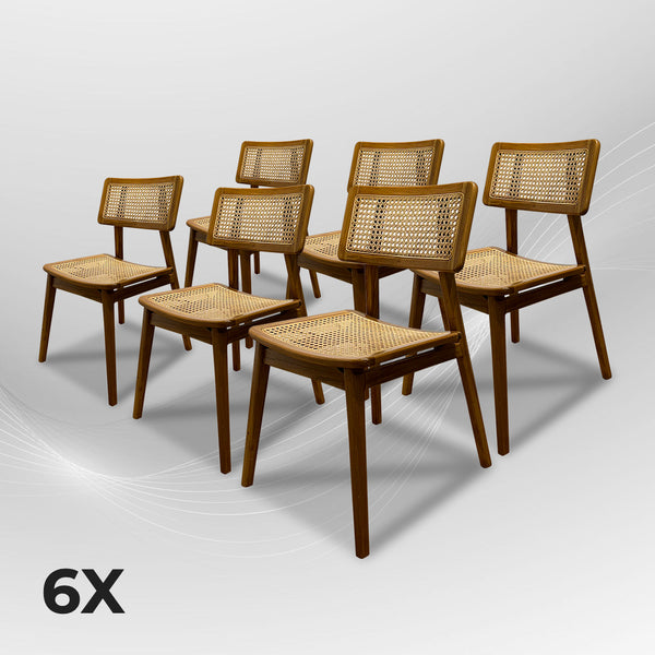 MOON Walnut Rattan Dining Chair - AVRS DESIGN