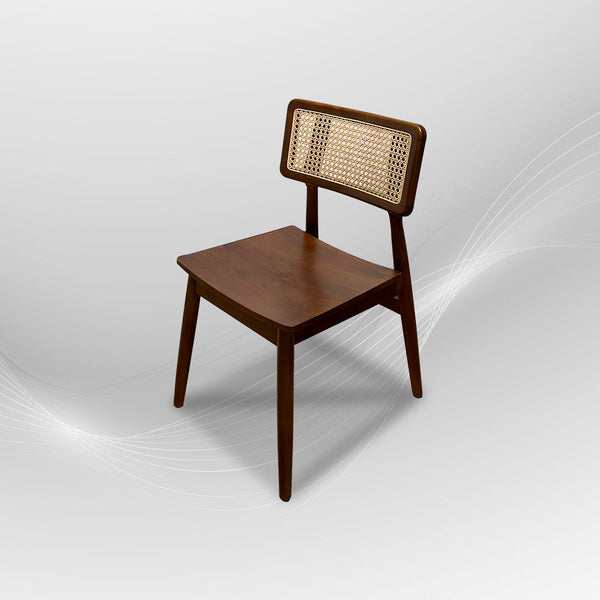 MOONBLOCK Walnut Rattan Dining Chair (Pre-Order) - AVRS DESIGN