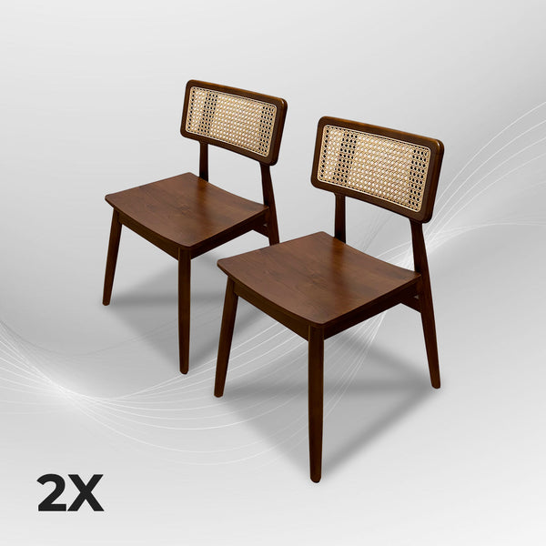 MOONBLOCK Walnut Rattan Dining Chair (Pre-Order) - AVRS DESIGN