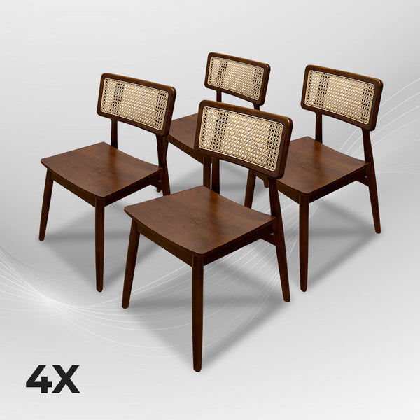 MOONBLOCK Walnut Rattan Dining Chair (Pre-Order) - AVRS DESIGN