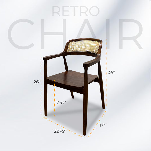 RETRO Walnut Rattan Armchair - AVRS DESIGN