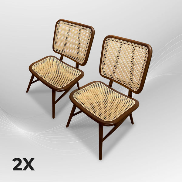 SELVIA Stylish Walnut Rattan Accent Chair - AVRS DESIGN