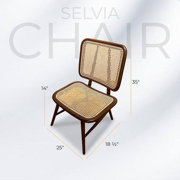 SELVIA Stylish Walnut Rattan Accent Chair - AVRS DESIGN